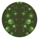 Fancy Elegant Green Christmas Decorations Round Sticker
