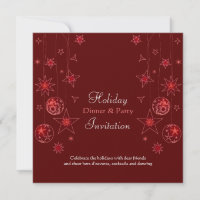 Fancy Elegant Red Christmas Decorations invitation