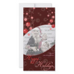 Fancy Elegant Red Christmas Decorations on Dark Custom Photo Card