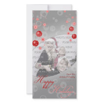 Fancy Elegant Red Christmas Decorations Photo Card