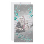 Fancy Elegant Turquoise Christmas Decorations Picture Card