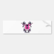 fancy emo girl kid with crossbone skull swirls bumper sticker