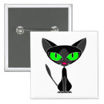 Fancy Feline Black Cat Button