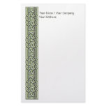 Fancy Filled Celtic Knots Green Stationery Paper