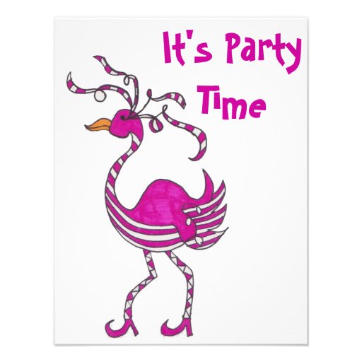 Fancy Flamingo Party Time Invitation