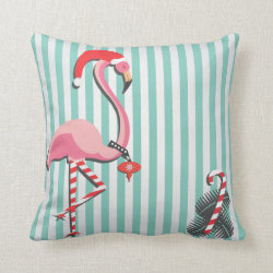 Fancy Flamingo Ready for Christmas Pillow