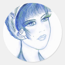 Fancy Flapper In Blues Sticker