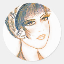 Fancy Flapper Round Stickers