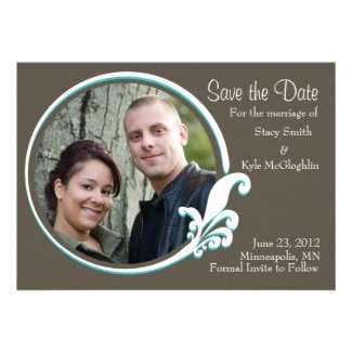 Fancy Floral Circle Save the Date Wedding Invite