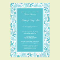 Fancy Floral Grand Opening Invitation (aqua) invitations