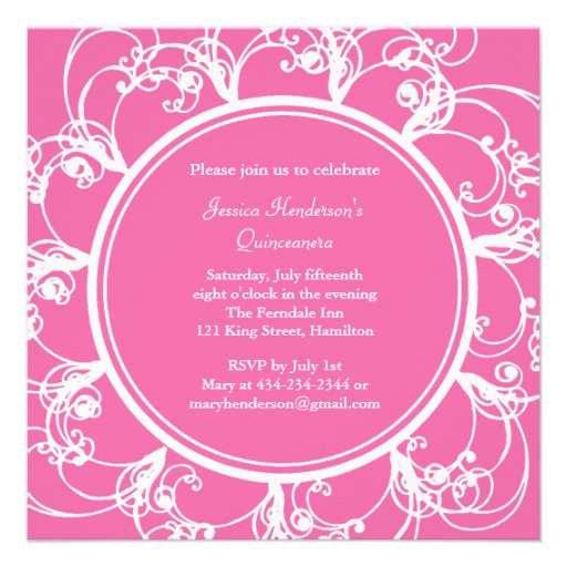 Fancy Floral Quinceanera Invite (fuchsia)