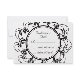 Fancy Floral RSVP (black/white) invitation