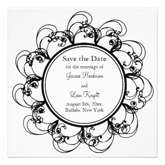Fancy Floral Save the Date (black/white) Custom Invitation