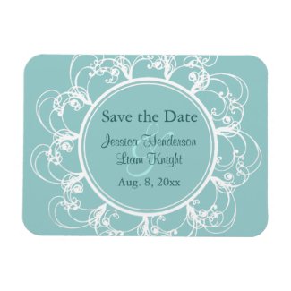 Fancy Floral Save the Date Magnet (turquoise) fuji_fleximagnet
