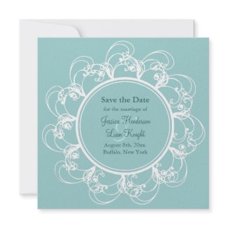 Fancy Floral Save the Date (turquoise) zazzle_invitation