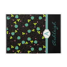 Fancy Floral Swirls Monogram Folio Cases For iPad Mini