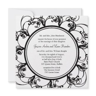 Fancy Floral Wedding Invitation (black/white) invitation