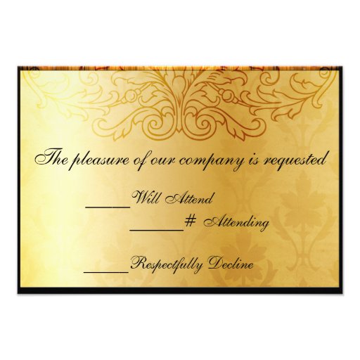 Fancy Flourish Gold Masquerade Wedding Invite