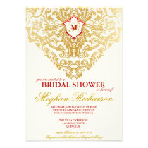 Fancy Flourishes Golden Bridal Shower Invitation