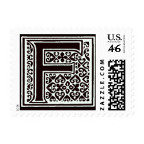 Fancy font Black and White Monogram - Letter F stamps