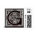 Fancy font Black and White Monogram - Letter G postage by aslentz Fancy font Black and White Monogram - Letter G postage