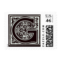 Fancy font Black and White Monogram - Letter G stamps