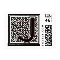 Fancy font Black and White Monogram - Letter J postage by aslentz Fancy font Black and White Monogram - Letter J postage