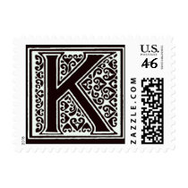 Fancy font Black and White Monogram - Letter K stamps