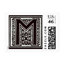 Fancy font Black and White Monogram - Letter M postage by aslentz Fancy font Black and White Monogram - Letter M postage
