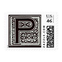 Fancy font Black and White Monogram - Letter P postage by aslentz Fancy font Black and White Monogram - Letter P postage