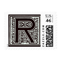 Fancy font Black and White Monogram - Letter R postage by aslentz Fancy font Black and White Monogram - Letter R postage