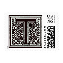 Fancy font Black and White Monogram - Letter T postage by aslentz Fancy font Black and White Monogram - Letter T postage