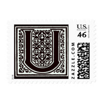 Fancy font Black and White Monogram - Letter U stamps