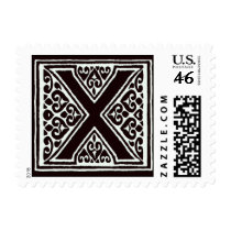 Fancy font Black and White Monogram - Letter X postage