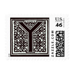 Fancy font Black and White Monogram - letter Y Stamp