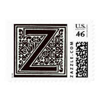 Fancy font Black and White Monogram - Letter Z postage