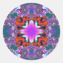 Fancy Fractal Round Sticker