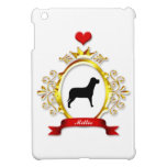 Fancy Gold Frame Red Heart Ribbon Dog Silhouette iPad Mini Cover