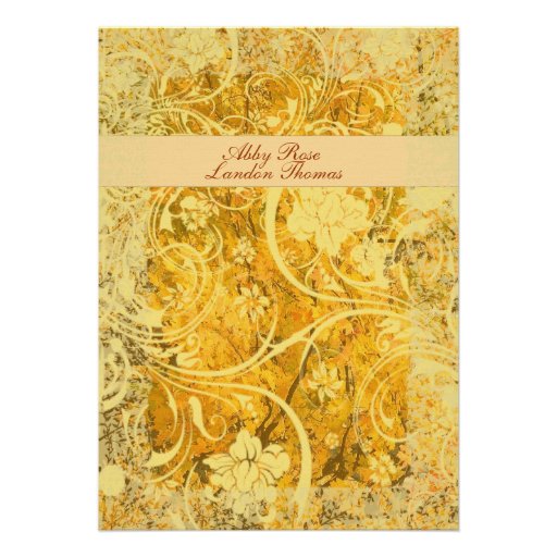 Fancy Golden Fall Wedding Invitation