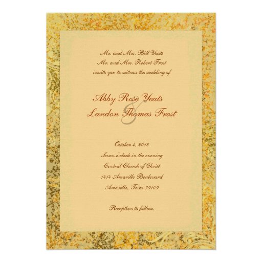 Fancy Golden Fall Wedding Invitation