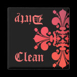 Fancy Goth fleur de lys damask clean dirty magnets