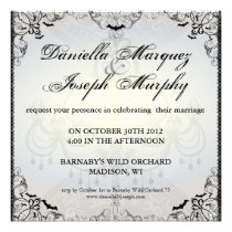 Fancy Gothic Bats Halloween Wedding Invitation