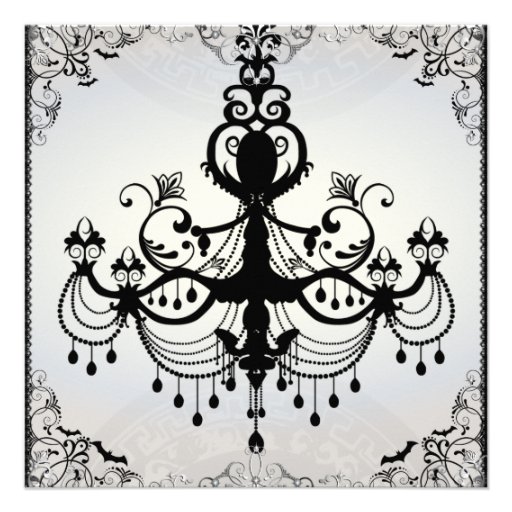 Fancy Gothic Bats Halloween Wedding Invitation