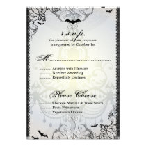 Fancy Gothic Bats Halloween Wedding RSVP Card Personalized Invites
