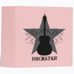 Fancy Guitar Star Swirls Binder, Black and Gray