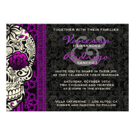 Fancy Lace Sugar Skull Day of the Dead Invite