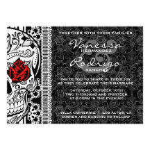 Fancy Lace Sugar Skull Day of the Dead Invite