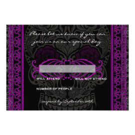 Fancy Lace Sugar Skull Day of the Dead RSVP Custom Announcement