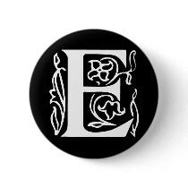 Fancy Letter E Pinback Buttons