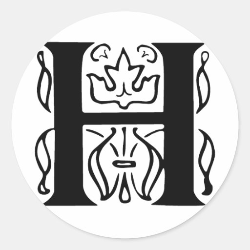 Fancy Letter H Classic Round Sticker | Zazzle